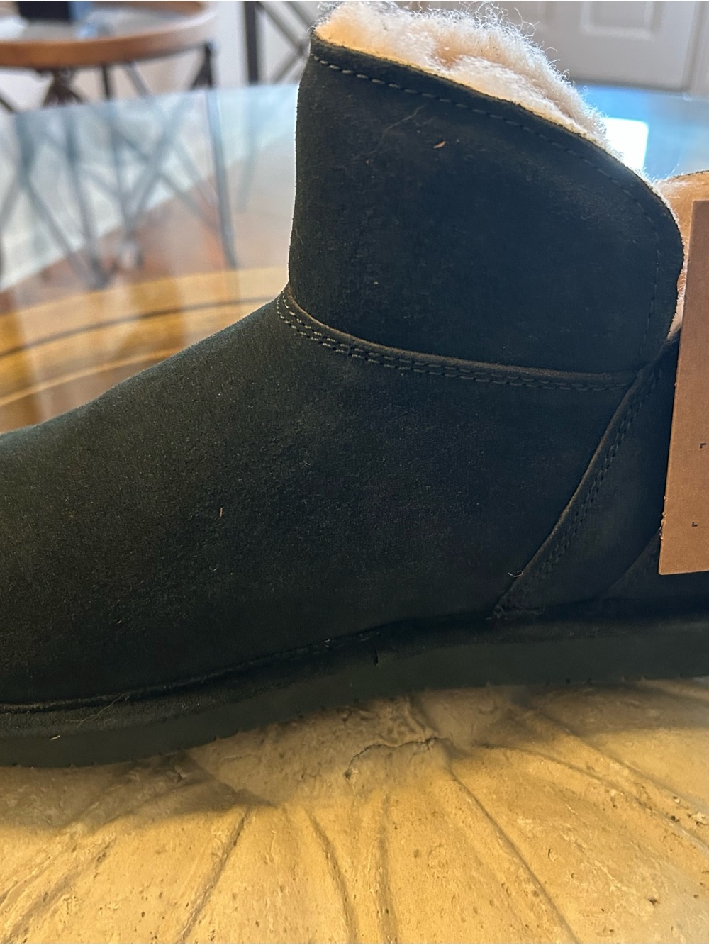 BearPaw Women's Green Suede Shearling-Lined Short Boot